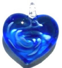 1 21mm Sapphire & White Lampwork Heart Pendant